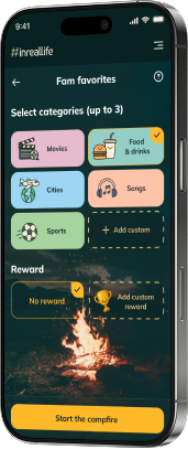 Fam favorites create game page screenshot