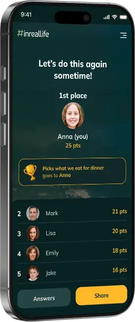 Fam favorites scoring page screenshot